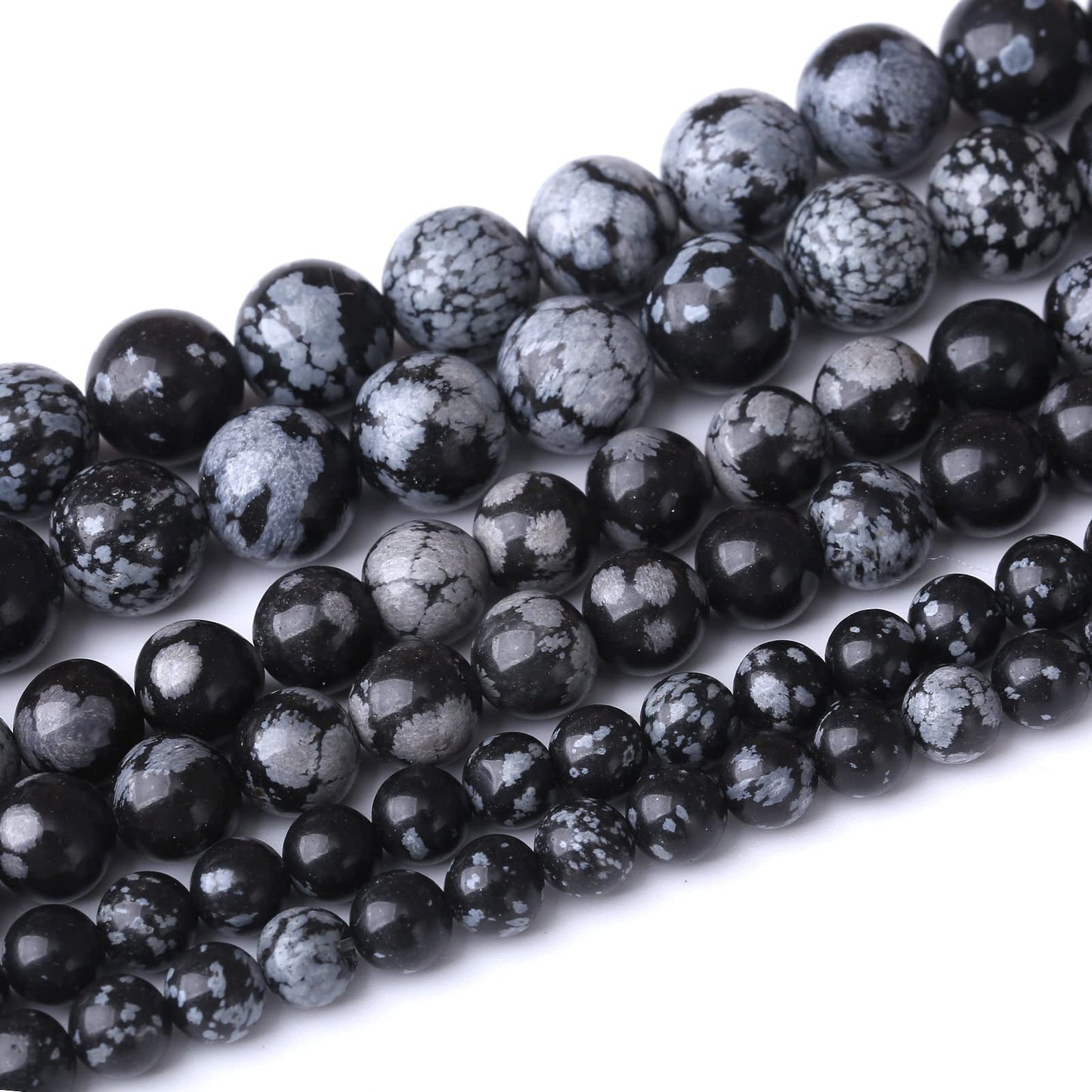 45PCS 8MM Natural Snowflake Obsidian Stone Beads Energy Healing Beads for DIY Jewelry Bracelet Necklace Making for Jewelry Making15Inch