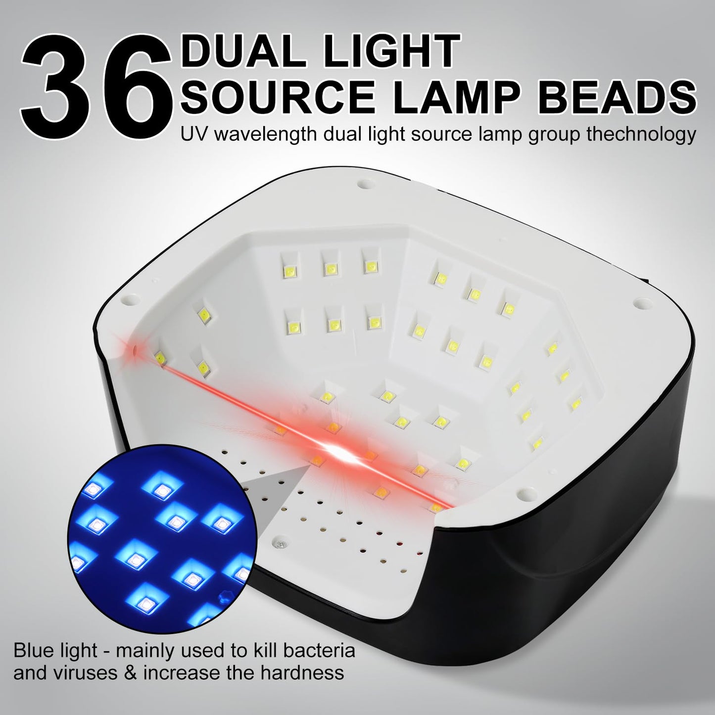 LIMEGIRL UV LED Nail Lamp Kit for Gel Polish Professional Fast Black Diamond Design Curing Dryer Light Set with 4 Timers and Gloves Cordless Rechargeable Nail Art Cure Machine at Home and Salon