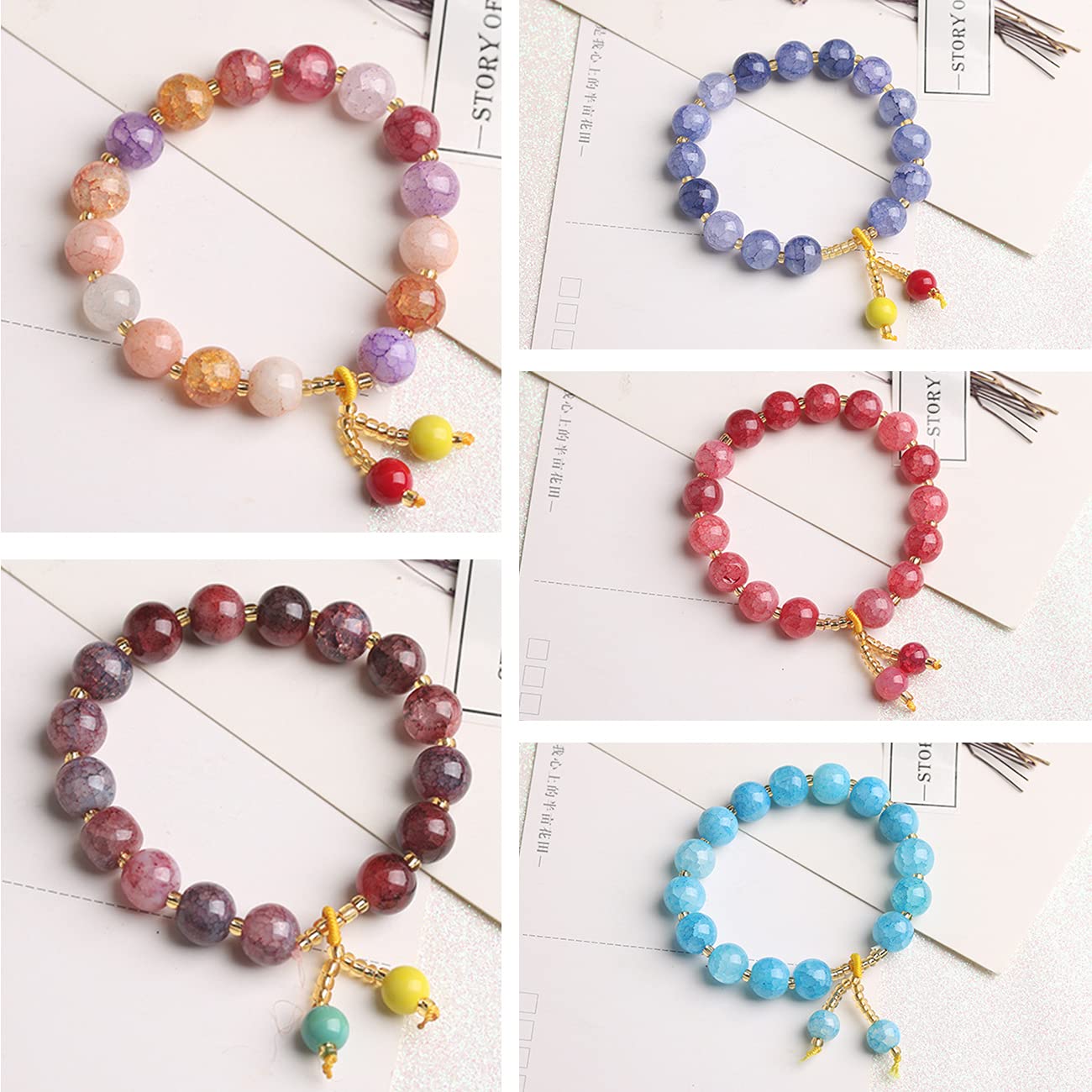 Cadikez 160PCS Natural Stone Beads 10MM Smooth Round Agate Gemstone Beads Spacer Beading Colorful Loose Beads Charms for DIY Bracelet Necklace Earrings Jewelry Making