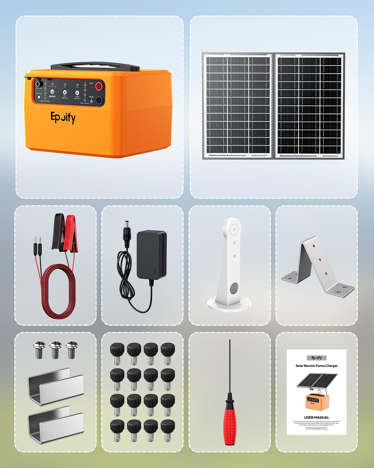 30-Mile Solar Electric Fence Charger for Livestock Safety, 0.3-1.5 Joules Adjustable Energizer with 12000mAh Battery, 24/7 Solar Fence Charger with Smart Voltage Display for Raccoon, Deer Control