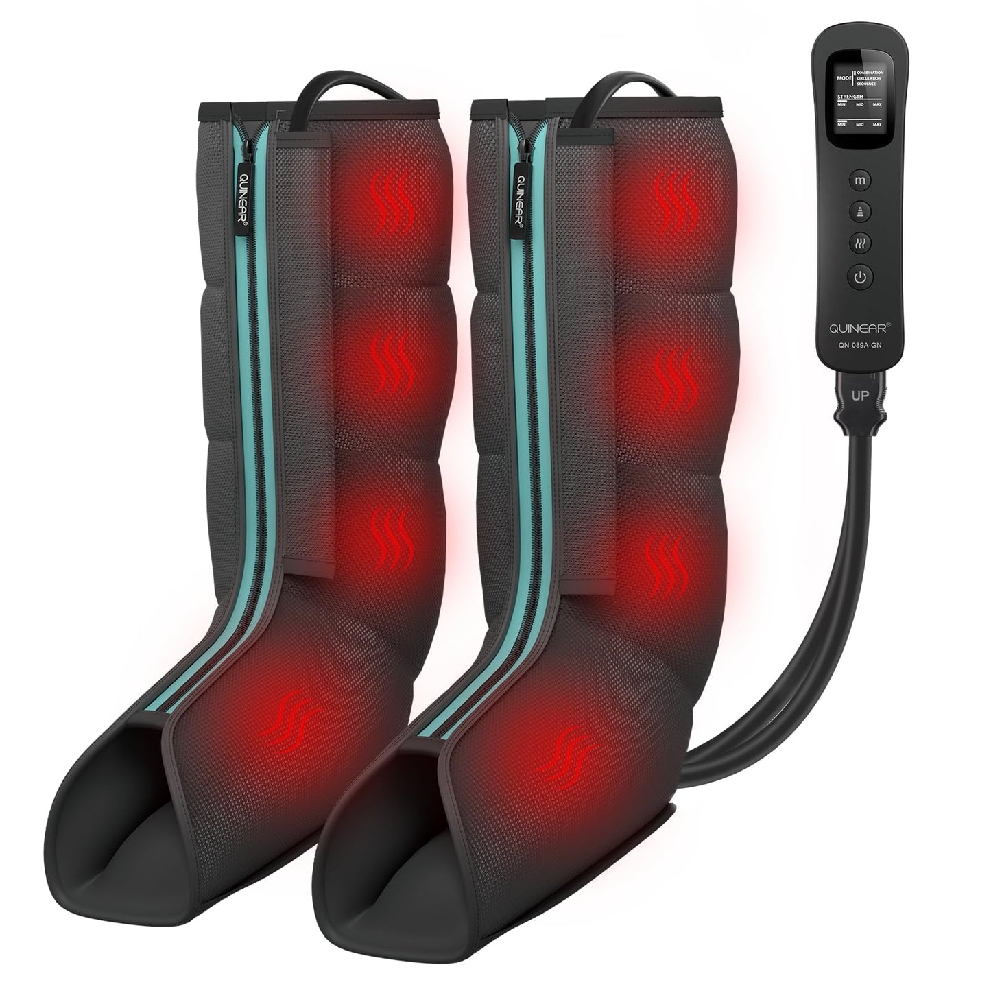QUINEAR Leg Massager for Circulation and Pain Relief, Heating Leg Compression Massager with 3 Modes, Foot and Calf Massager with 3 Intensities 3 Heats - Gift for Mom and Dad