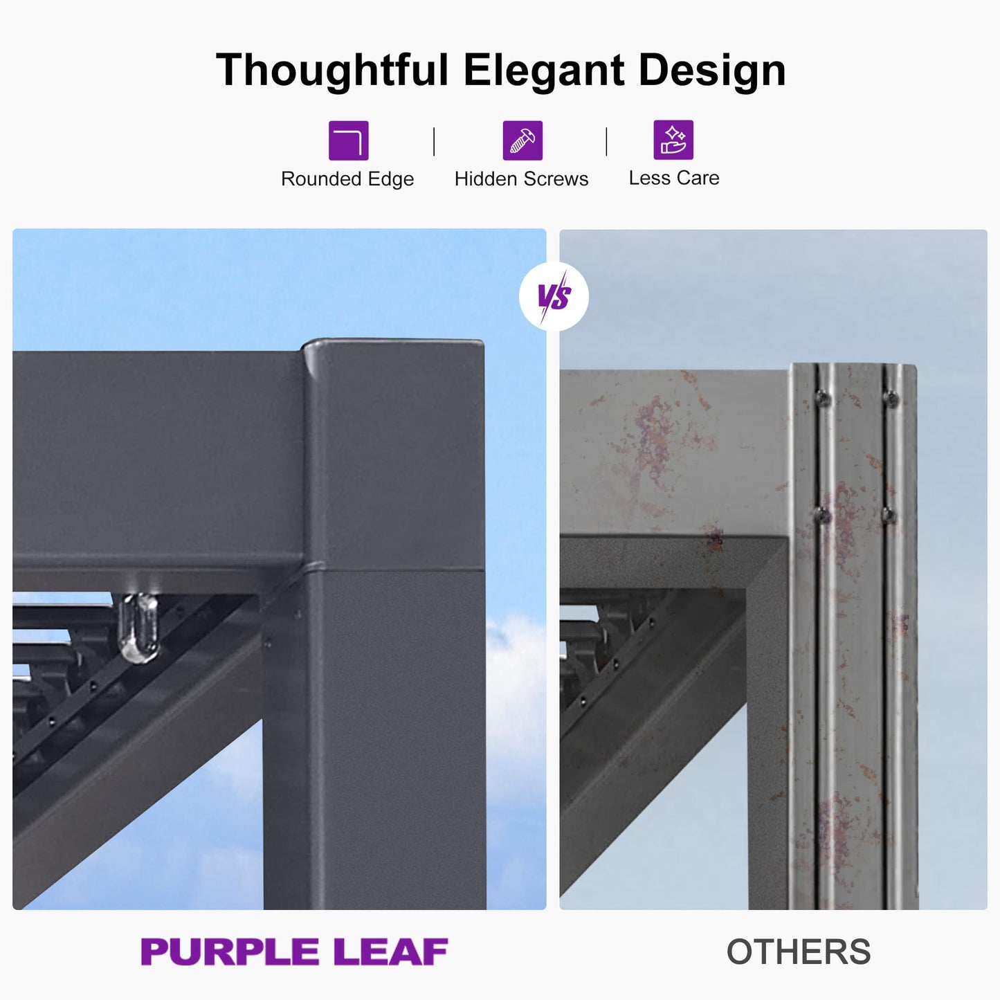 PURPLE LEAF Louvered Pergola 11' x 18' Aluminum Outdoor Pergola with Adjustable Louvers Roof and Integrated Drainage System 70 Mph High Wind Resistant Large Pergolas for Patio Poolside Garden Yard