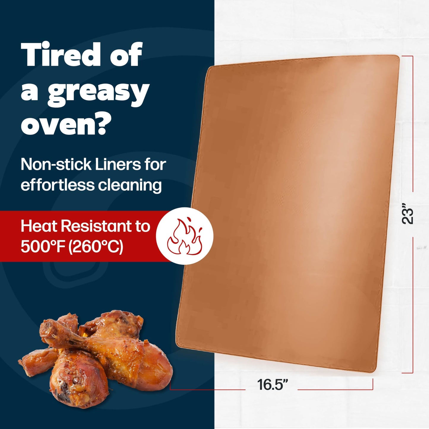 Cooks Innovations Non-Stick Oven Protector Mat - 2 Heavy Duty Nonstick Rack Liners to Protect Convection, Electric, Gas & Microwave Ovens - BPA & PFOA Free Heat Resistant Baking Mat