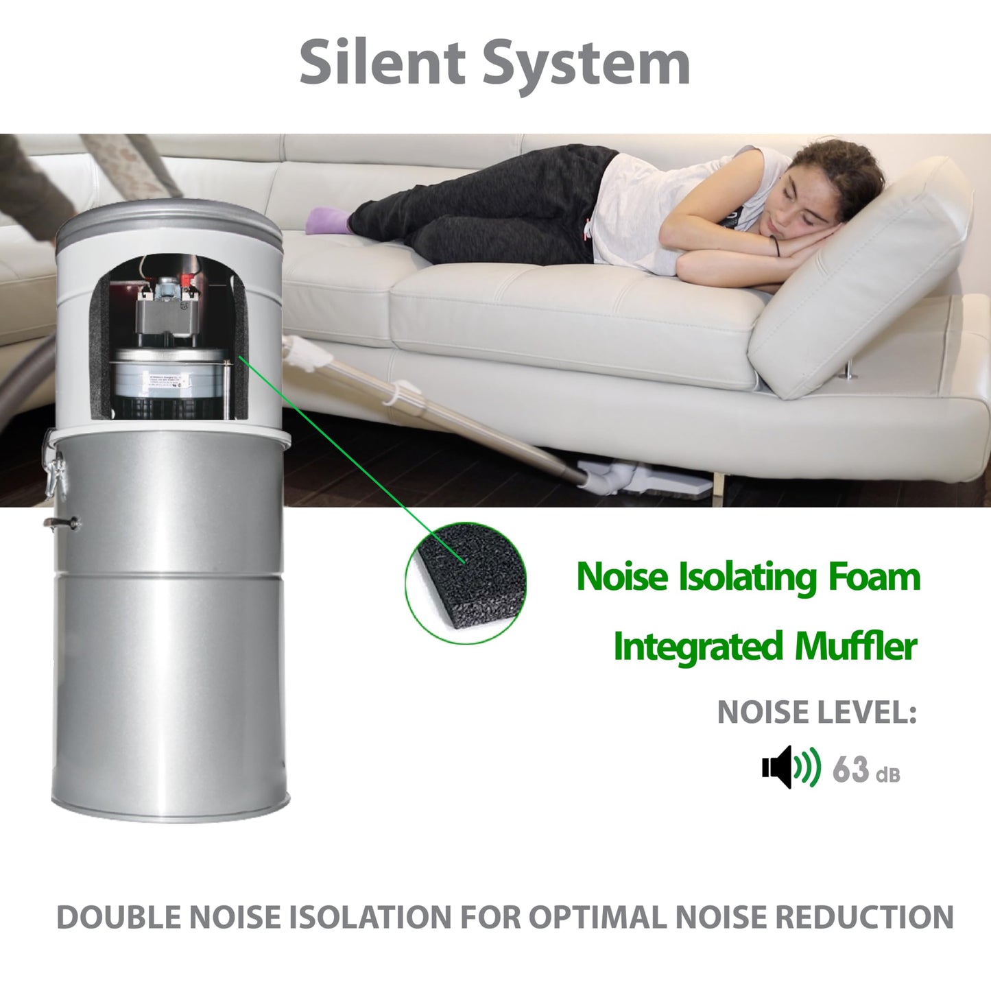 OVO Heavy Duty Powerful Central Vacuum System, Hybrid Filtration (with or Without Disposable Bags) 35L or 9.25Gal, 700 Airwatts with 35ft Carpet Deluxe Accessory Kit Included