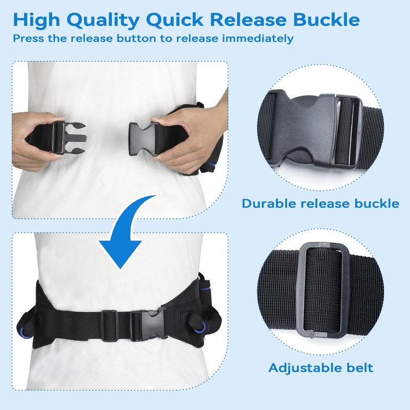 Gait Belts for Seniors, Gate Belt Medical for Elderly with 7 Handles, Patient Transfer Belt, Lift Belts Physical Therapy with Quick Release Buckle Standing Aids & Support for Elderly Safety Belt