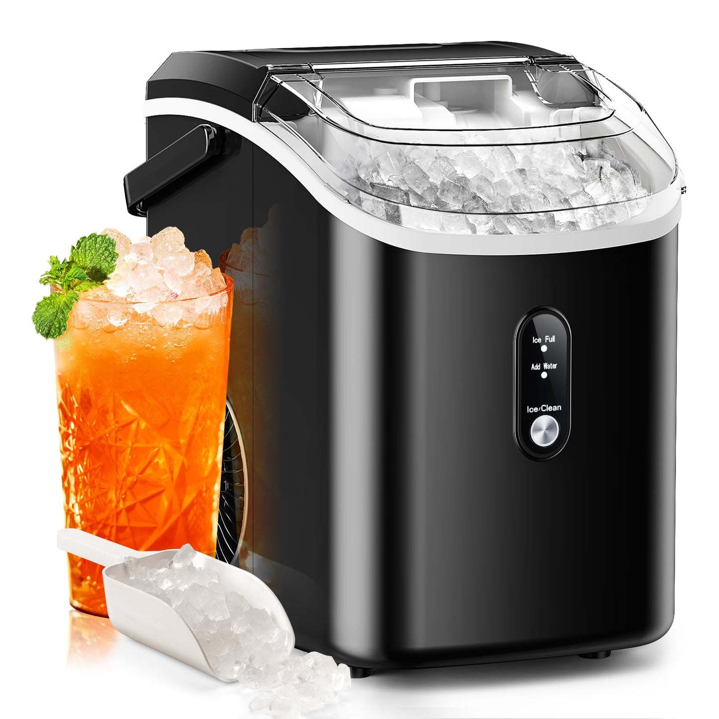 ZAFRO Ice Makers Countertop with Self-Cleaning, 9 Ice Cubes in 6Mins, 26.5lbs/24Hrs, Portable Ice Maker with Ice Scoop and Ice Basket for Kitchen/Home/Bar, White