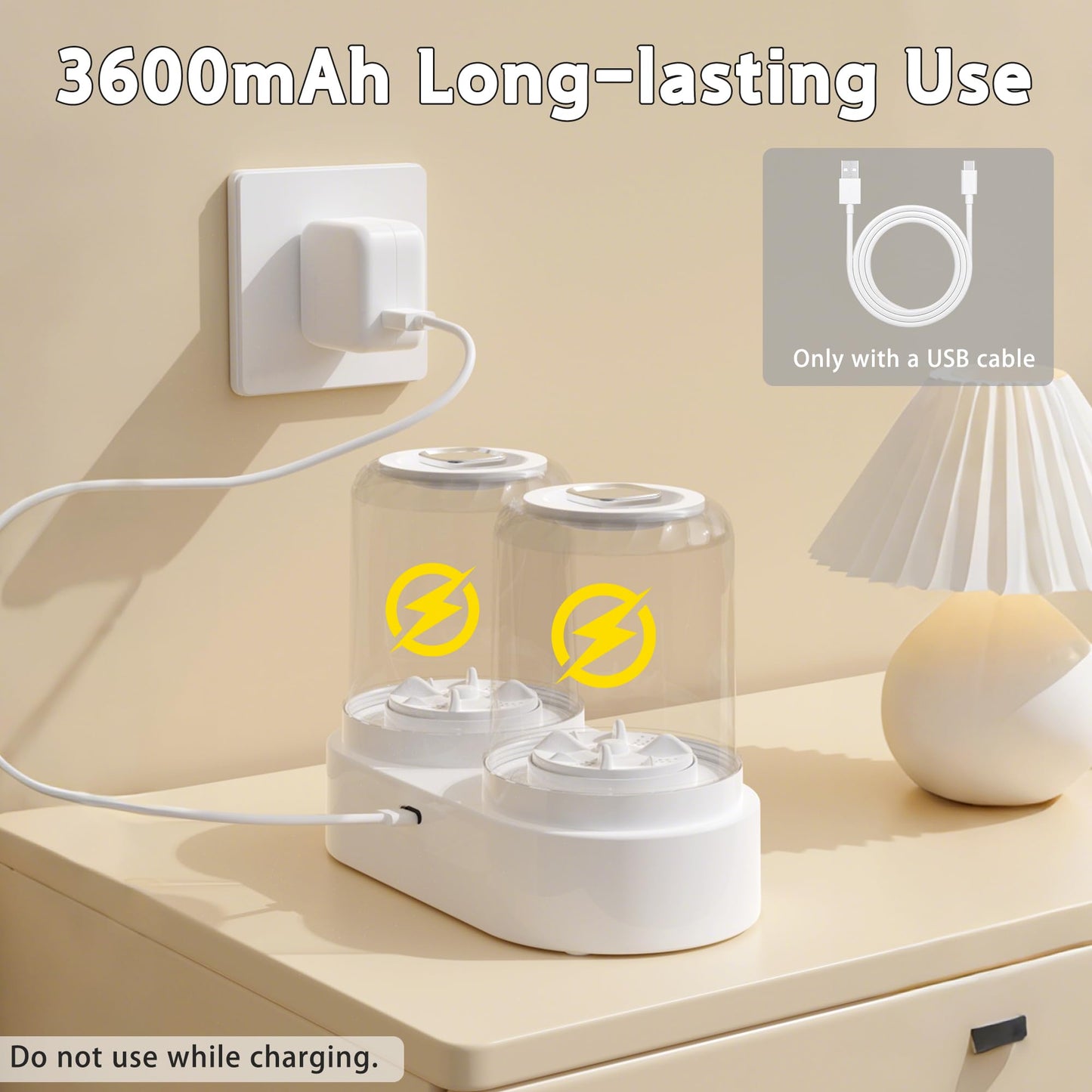 Double Tubs Portable Washing Machine, 3L Cordless Underwear Washing Machine, 2 Modes 3600mAh Portable Washer for Apartment, Dorm, RV, Hotel Use (White)