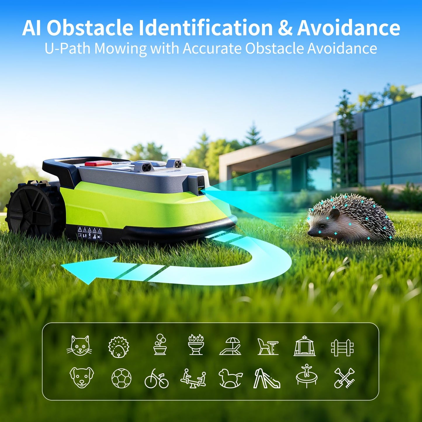 UBHOME Robot Lawn Mower, RTK+AI Vision Robot Mower for Accurate Navigation & Obstacle Avoidance, No Perimeter Wire, Smart APP Control, Automatic Grass Cutting for Large Lawns, 55% Slopes, 52dB Quiet