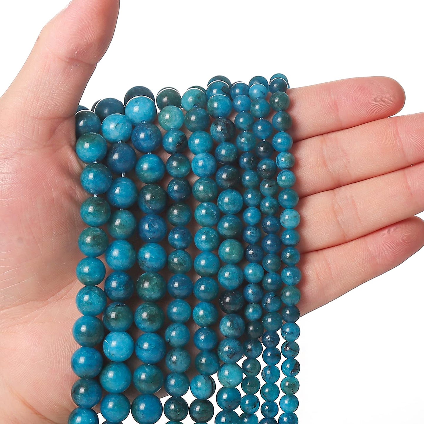 35pcs 10mm Natural Stone Beads Blue Apatite Beads Energy Crystal Healing Power Gemstone for Jewelry Making, DIY Bracelet Necklace