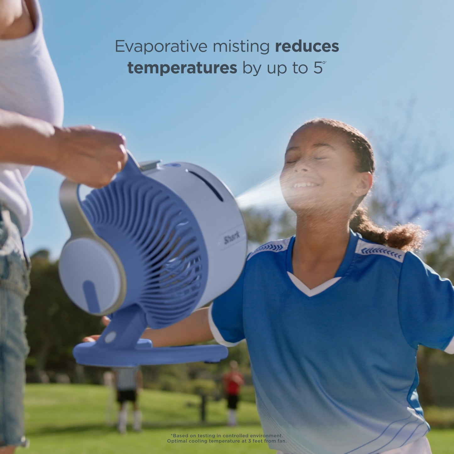 Shark FlexBreeze HydroGo Fan—Ultra-powerful portable fan with indoor + outdoor mist. Corded & cordless, 5 speeds, evaporative misting, Glacier. FA052BL