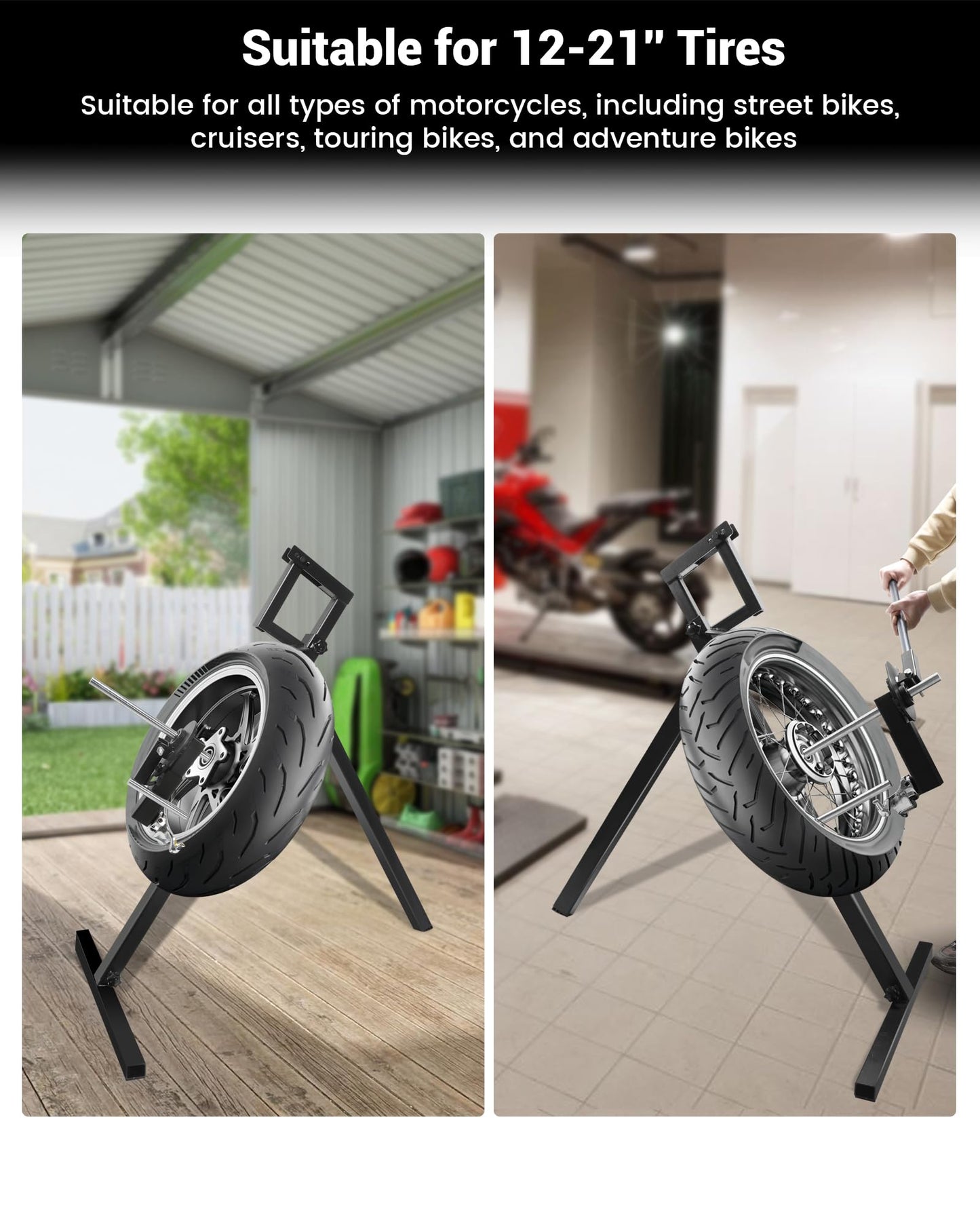 Krysolad Street Bike Motorcycle Tire Changer Kit, Portable Tire Changer with Duck Head, 12''-21'' Tire Change, Fit for Street, Cruiser, Touring, Adventure Bikes
