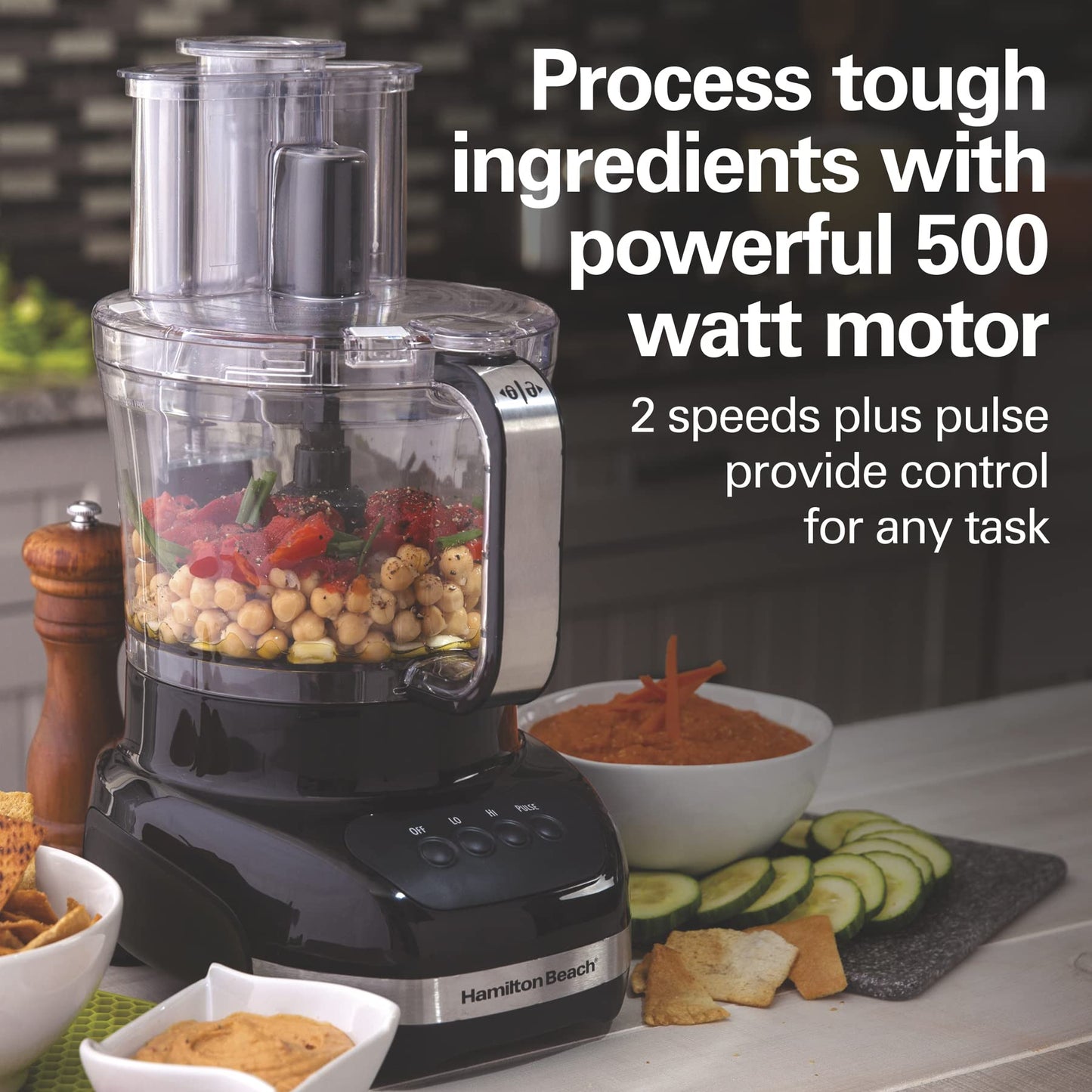 Hamilton Beach Big Mouth Duo Plus 12 Cup Food Processor & Vegetable Chopper with Additional Mini 4 Cup Bowl, Black (70580)