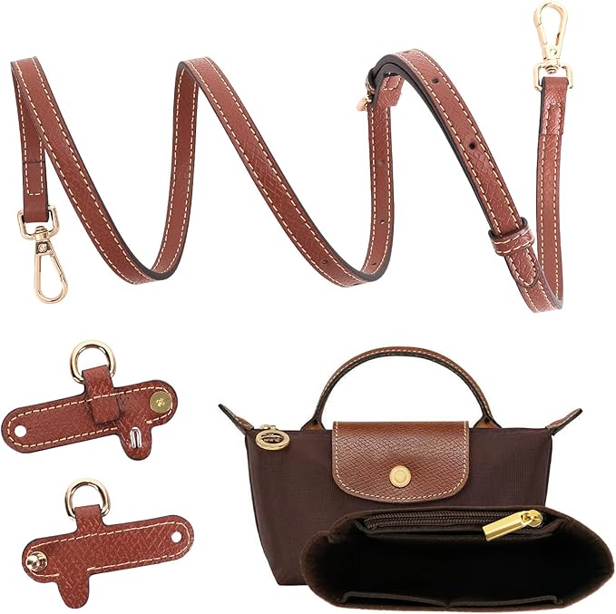 2Sets Shoulder Strap for Longchamp Bag Women, Purse Organizer, No-Punch Length Adjustable Leather Replacement Strap