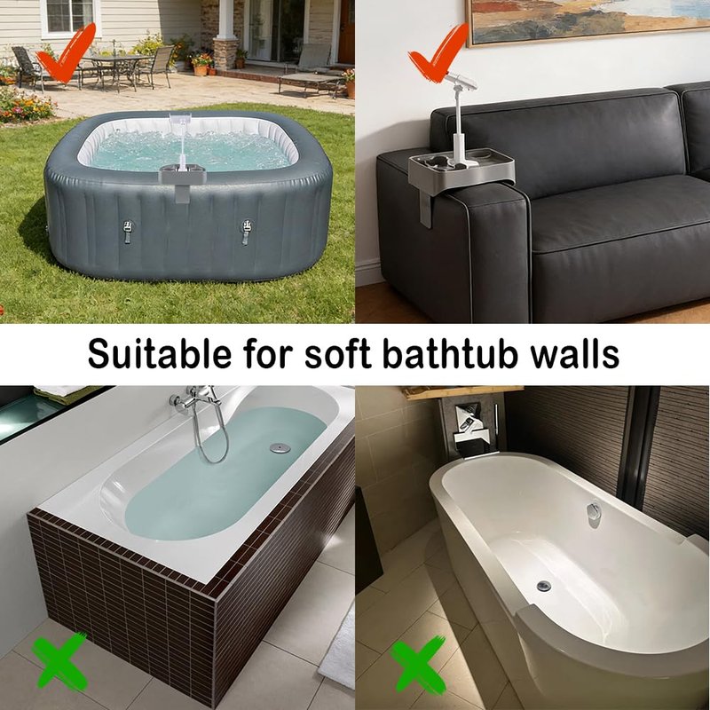 GSZEPSEX Hot Tub Table Tray with Adjustable Phone Holder, Bathtub Table Tray, Hot Tub Accessories for Inflatable Tub and Pool