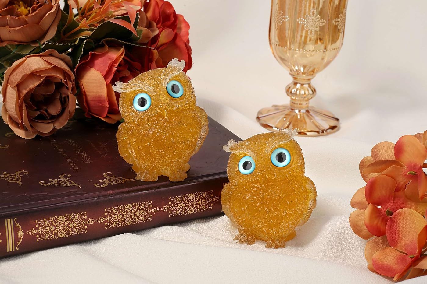 LAIDANLA 2.4" Citrine Owl Figurine Natural Healing Crystal Cute Owl Animal Statue Pocket Sculpture Reiki Spiritual Energy Gemstone Home Office Room Desk Decor Gifts
