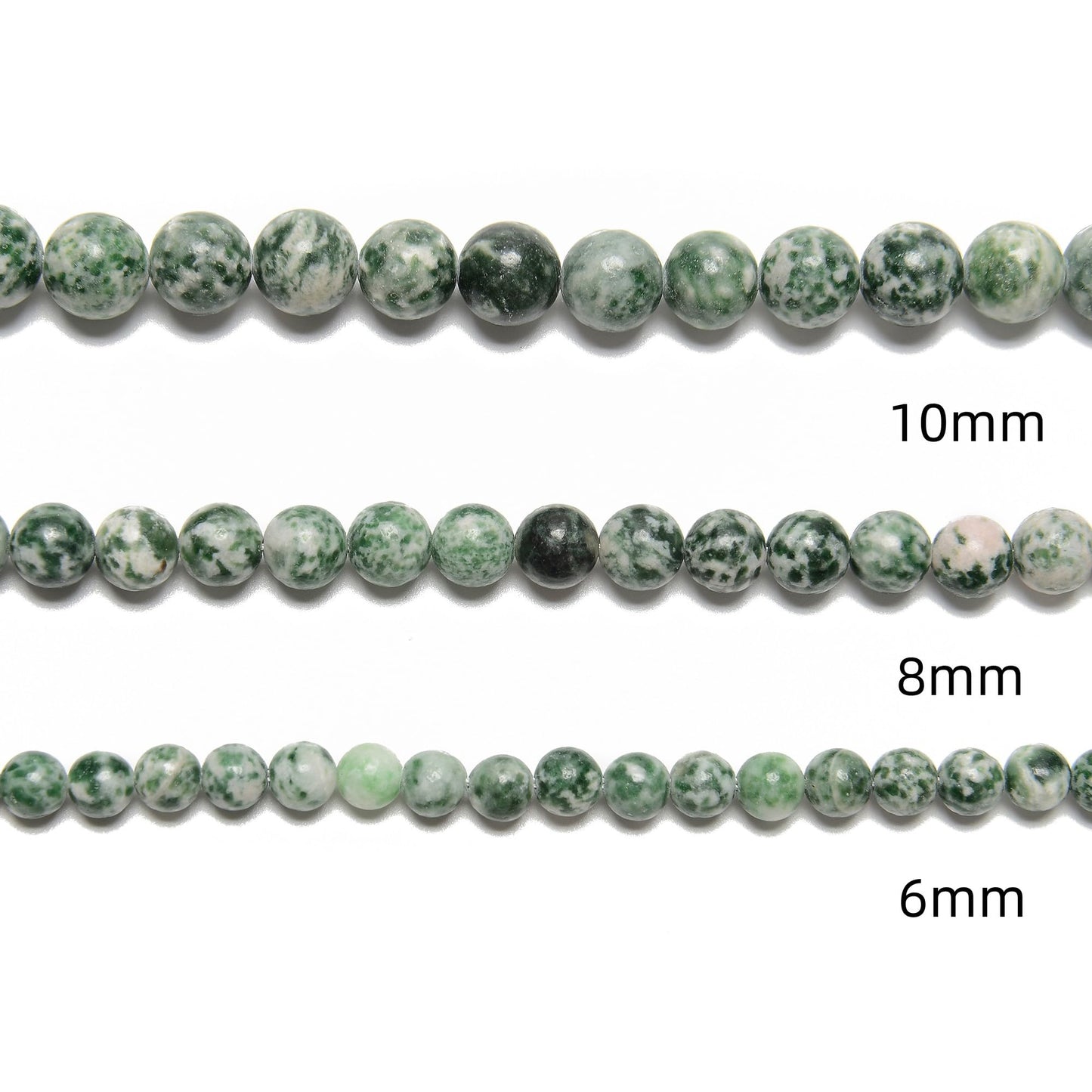 Land Long 120pcs(2 Strand/Set) 6mm Natural Green Spot Jasper Gemstone Beads with Energy Power, Smooth Round Stone Beads for Jewlery Bracelets Making Crafts