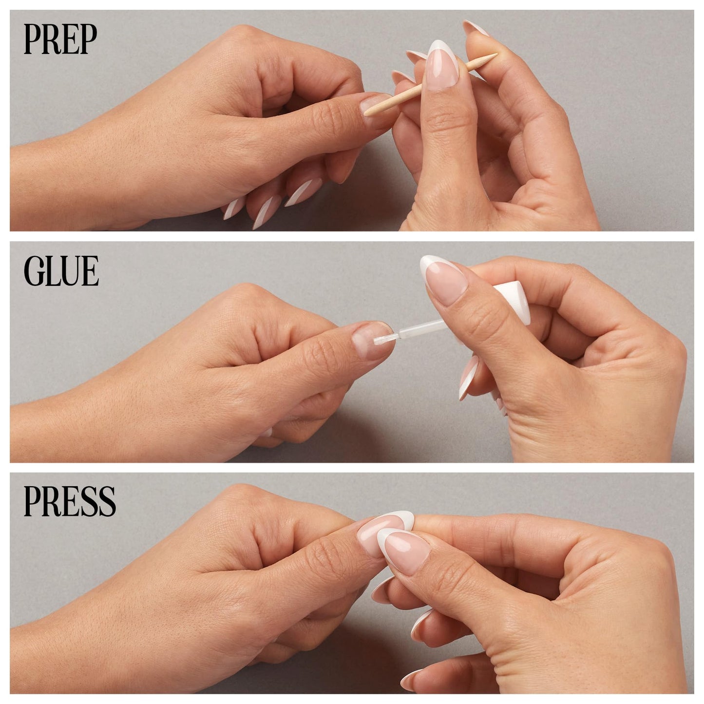 Lilac St - Press On Nails, Seeing Stars (30 Nails, 15 Sizes) - Medium, Almond, Glossy, Opaque - Brush-On Nail Glue, Nail File, Cuticle Stick, Prep Pad - Reusable - Cruelty Free, Vegan, Women Founded