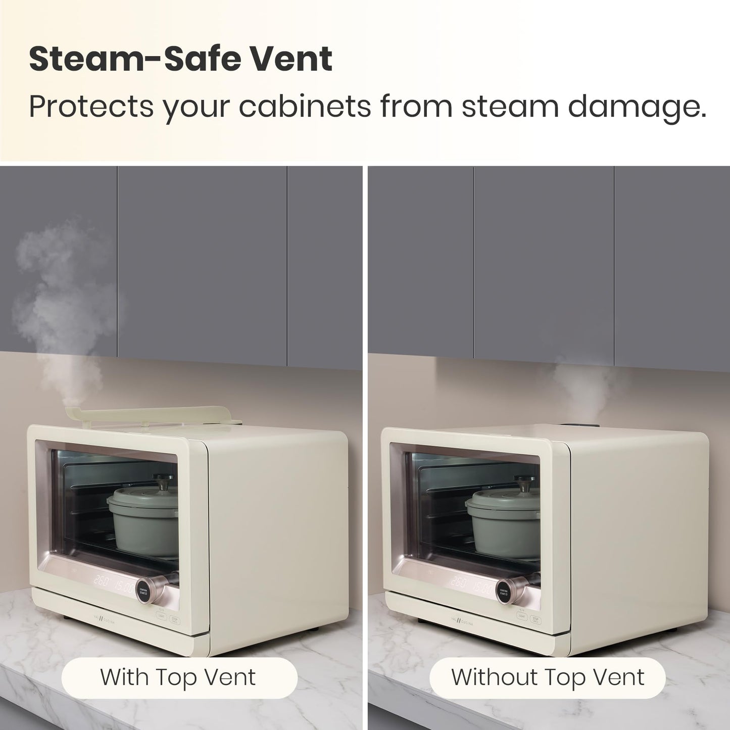 VAL CUCINA 7-in-1 Steam Convection Oven Countertop with Air Fry, Bake, Sous Vide, Ferment, Built-in Recipes & VAL Board Cutting Board, Creates Storage Space, Protects Cabinets