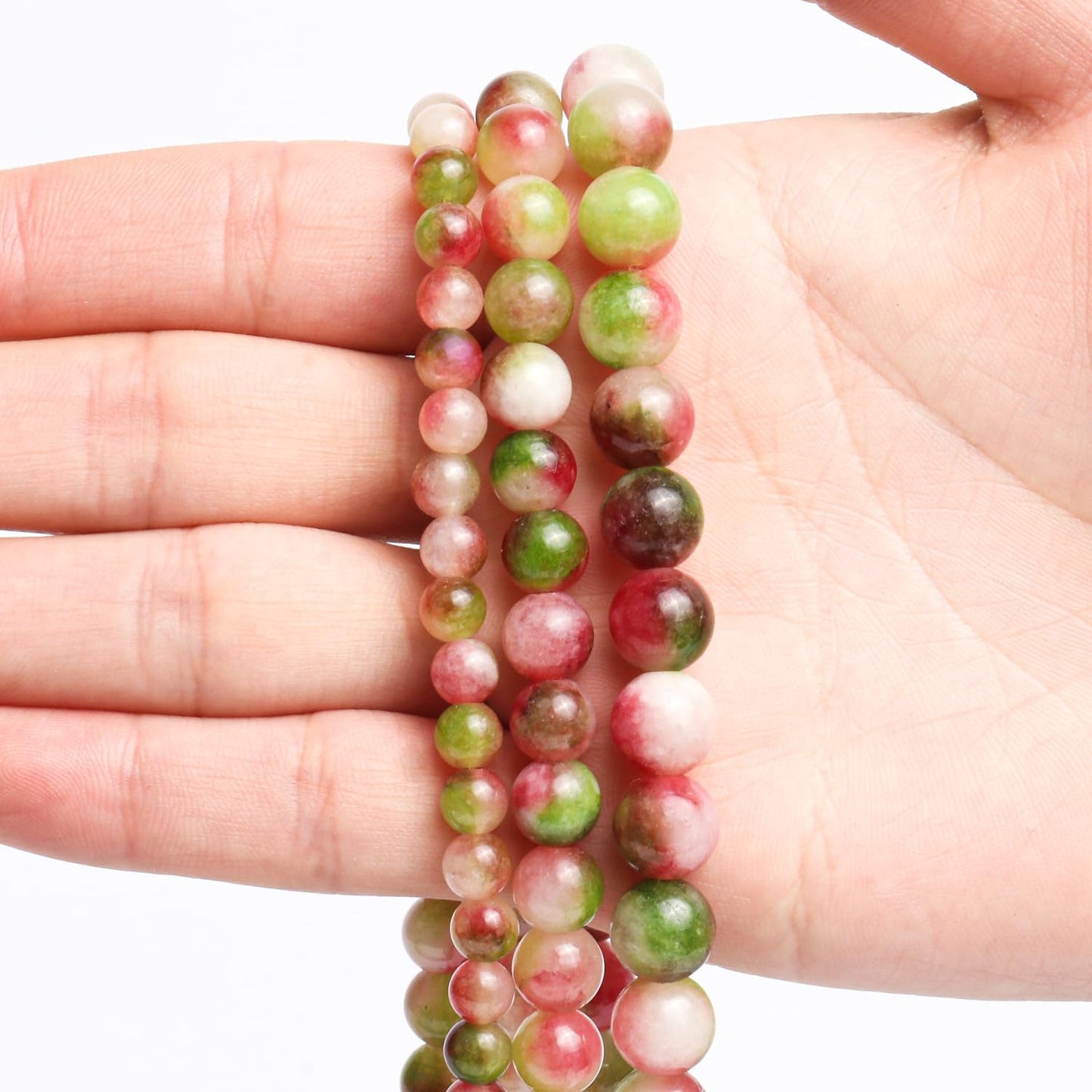 NITOPUPU 10mm 37pcs Watermelon Tourmaline Natural Stone Beads for Jewelry Making Supplies, Round Crystal Beads for Bracelets Necklace DIY Crafts