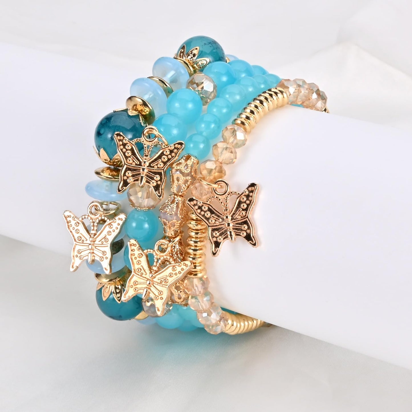 Bohemian Bracelet Sets for Women - 6 Sets Stackable Stretch Bracelets Multi-color Boho Jewelry for Women Hippie Bracelets Dainty Jewelry (Mixed color bracelet sets)