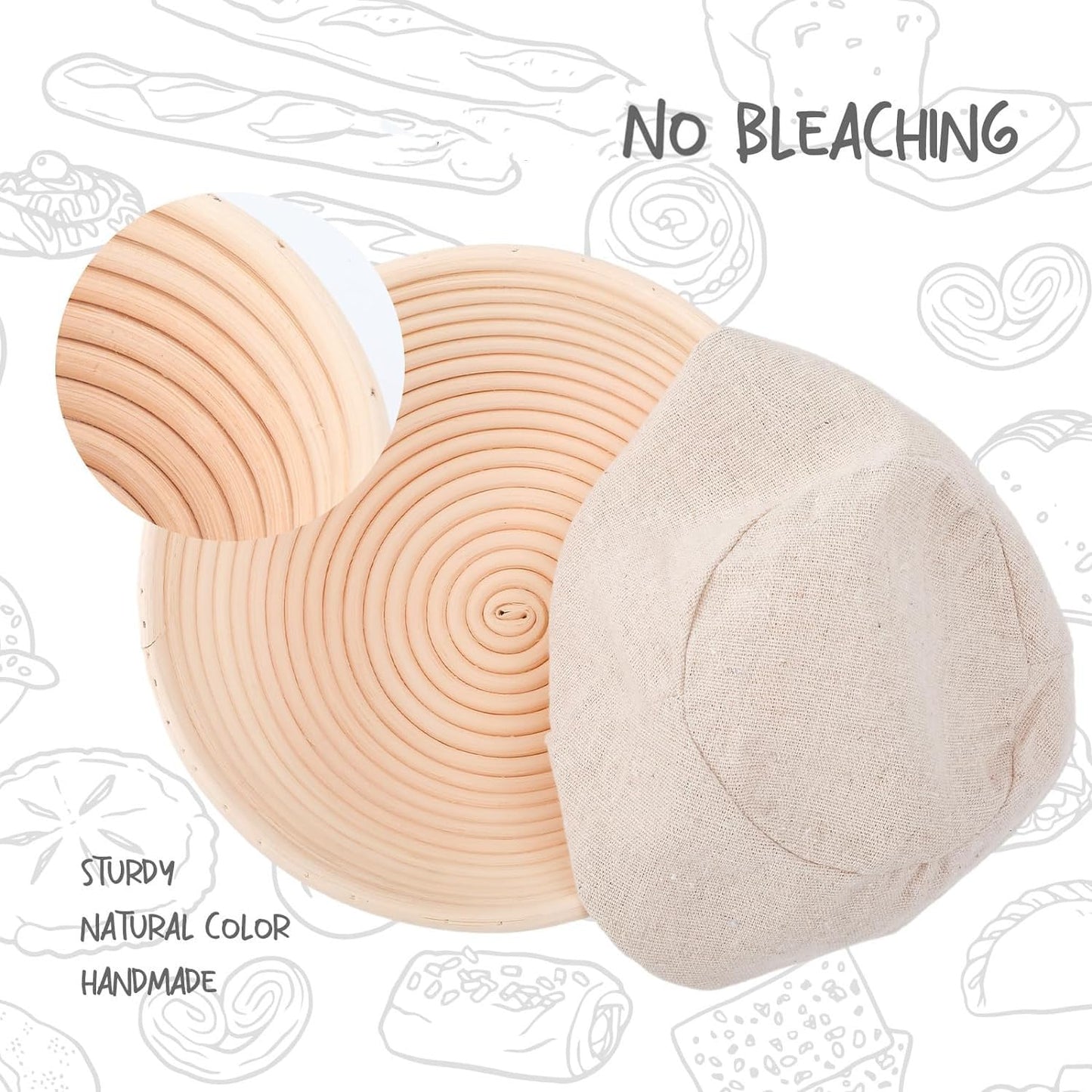 DOYOLLA Mini Bread Dough Proofing Basket & Liner (Set of 6, 5 inch), Sourdough Bread Bakery Bowls for Professional & Home Bakers