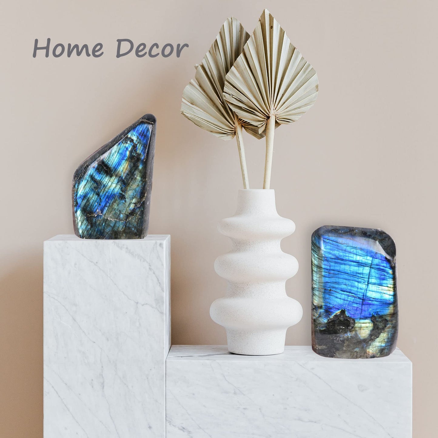 AMOYSTONE Decorative Stone Heavy Large Labradorite Polished Crystal Stone Slab Crystal Aura Healing Reiki Home Decor 3.5-4 LBS