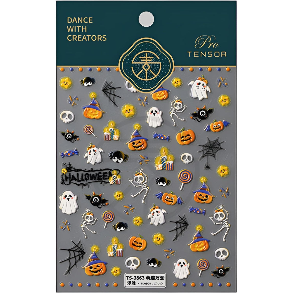 Halloween Nail Stickers for Nail Art Cute Ghost Design 5D Embossed Nail Decals Pumpkin Skull Spider Web Nail Art Stickers Halloween Nail Supplies DIY Manicure for Women Girls