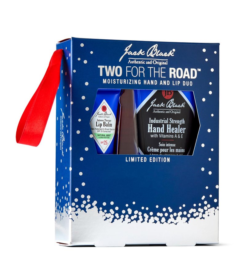 Jack Black Two For The Road Gift Set – Industrial Strength Hand Healer with Vitamins A & E and Natural Mint Intense Therapy Lip Balm with SPF 25 Sun Protection
