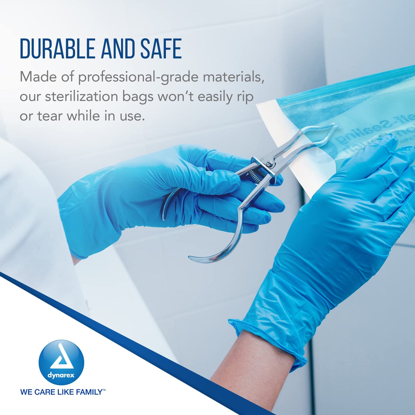 Dynarex Sterilization Pouches - Self-Sealing Autoclave Bags for Medical, Dental, Tattoo & Nail Care Tools - Blue-Tinted Transparent Cover, Dual Color Indicators - 3.5" x 9", 20 Boxes of 200