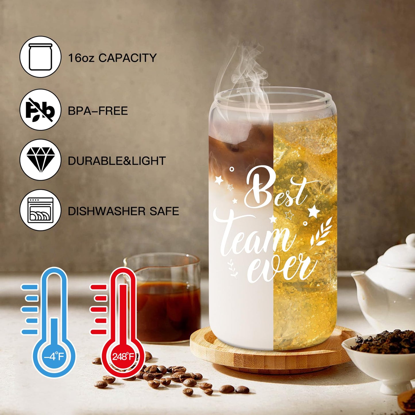 12 Set Employee Appreciation Gifts Bulk, Thank You Gifts for Coworker Staff Teacher Nurses Team, 16oz Can Shaped Beer Glass Cups Gift Box with Card for Women Men, Teacher's Day/Nurses Week