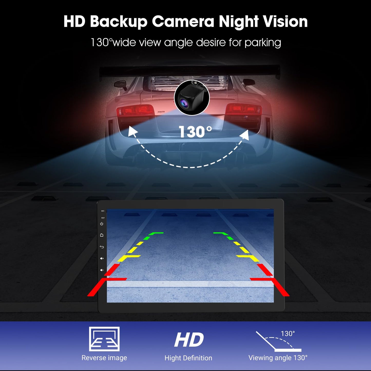 10.1 Inch Rotatable Carplay Screen for Car and Android Auto,Single Din Car Stereo with 720P Backup Camera,Touch Screen GPS Navigation,Bluetooth,Voice Control