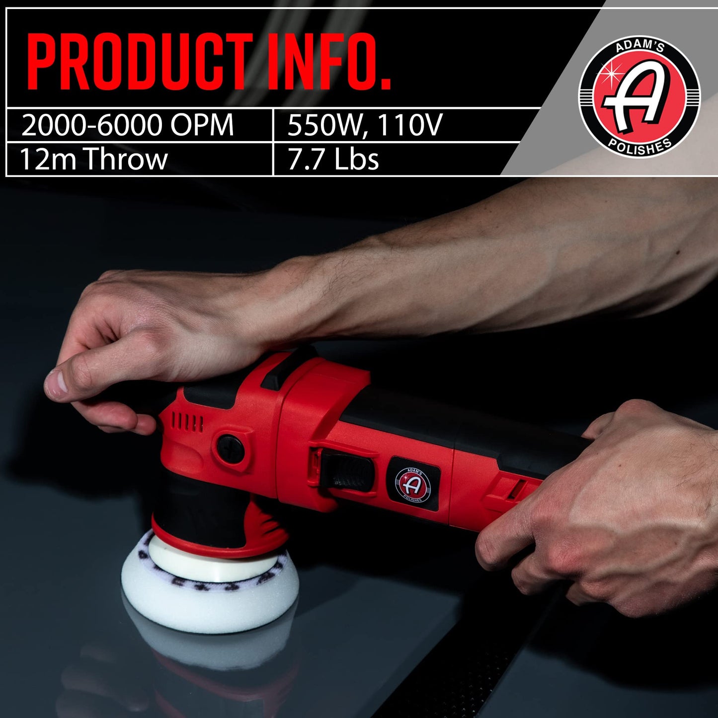 Adam's Polishes SK Pro 12mm Car Polisher Kit (10 Item) - Professional Dual Action Polisher for Car Detailing - Paint Correction, Waxer Buffer DA Polisher - Variable Speed Car Polisher System