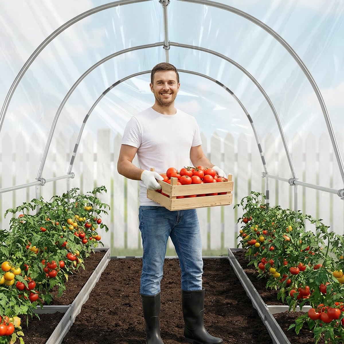 9.8x7.9x6.5 FT Greenhouses for Outdoors, Green Houses for Outside with Plastic Film, Walk-in Greenhouse with Heavy-Huty Galvanized Steel Tube (Load Capacity: 440 LB) for Garden Plant Winter