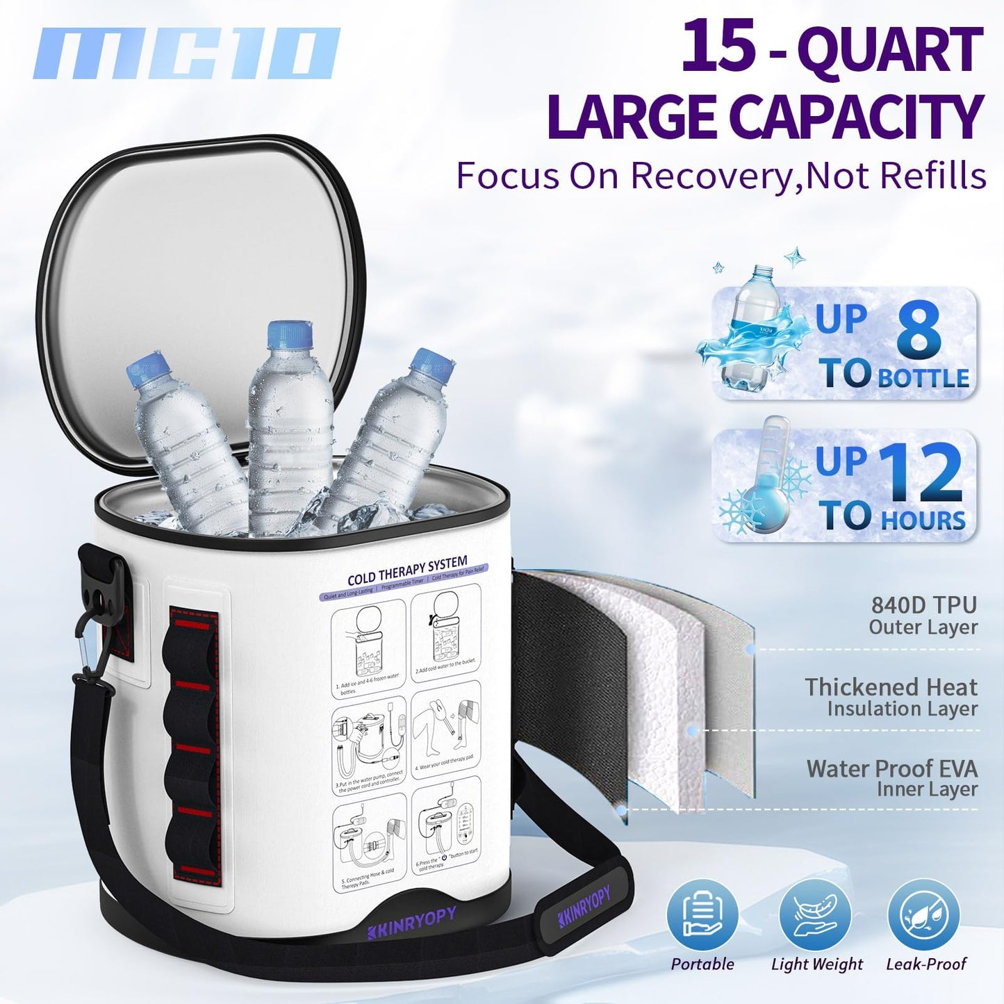 Cold Therapy Machine with Programmable Timer, Portable Ice Machine for Knee After Surgery, Knee Replacement Recovery System, Cryotherapy Pain Relief w/Compression Pad
