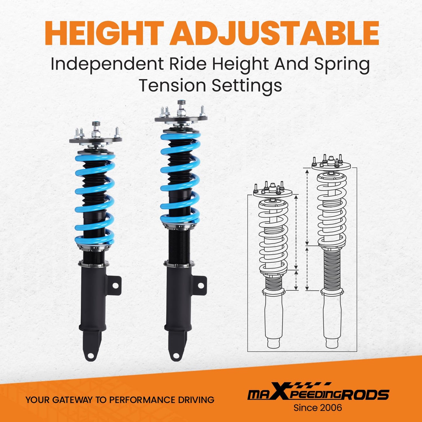 maXpeedingrods Coilovers for Dodge Charger RWD 2011-2022, for Chrysler 300 RWD 2011-2022, 24 Levels Damper Adjustable Coilovers Suspension Kit, Height Adjustable T6 Upgraded Lowering Kits Blue