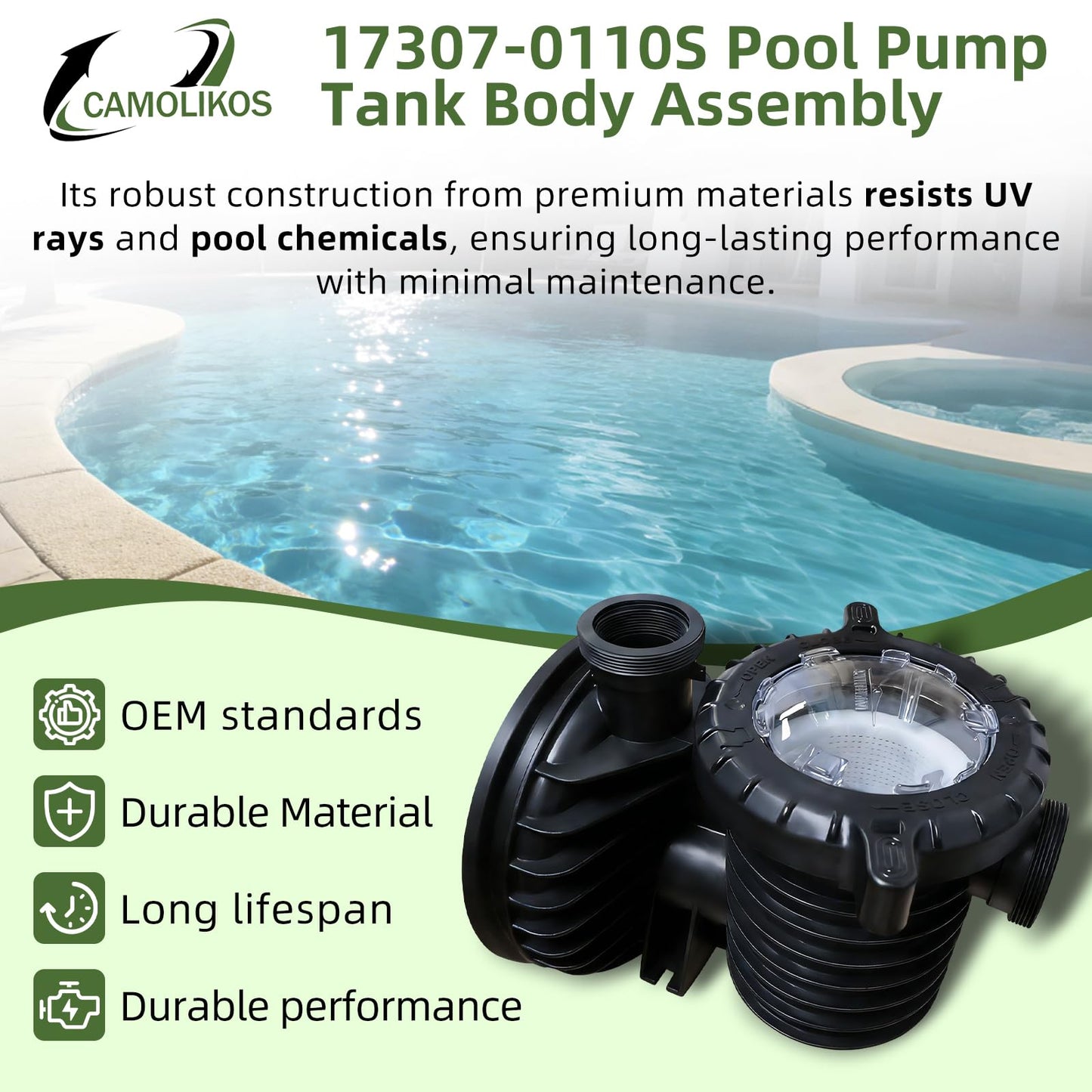 17307-0110S Pool Pump Tank Body Assembly Fits for Pentair Sta-Rite IntelliPro VS 3050 Pumps Max-E-Pro Series Pumps Trap Body Assembly, Pool And Spa Inground Pump