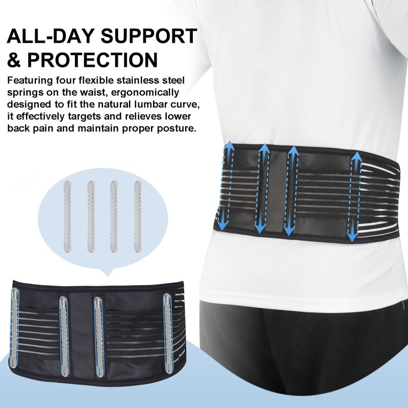 Back Brace for Lower Back Pain Relief, Lumbar Support Belt for Work for Men&Women with Magnet, 4 Reinforced Stays, Self Heating Adjustable Back Support for Sciatica, Herniated Disc, Scoliosis (Medium)