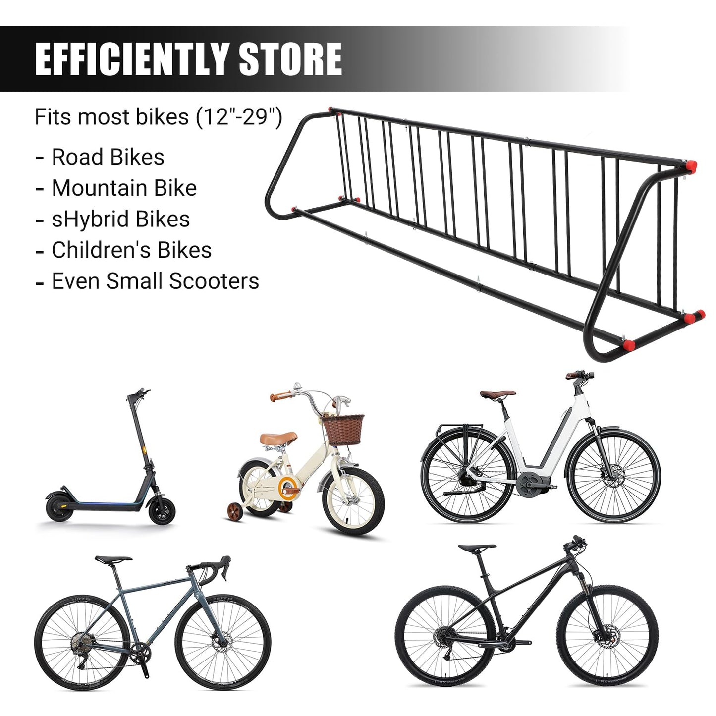 ActiveTrail Commercial Grid Bike Rack - Heavy Duty Metal Floor Bike Stand, Outdoor Bicycle Rack for Garage, School, Outdoor Parking, Bike Shop, 10-Bicycle Capacity (Single & Double Sided)