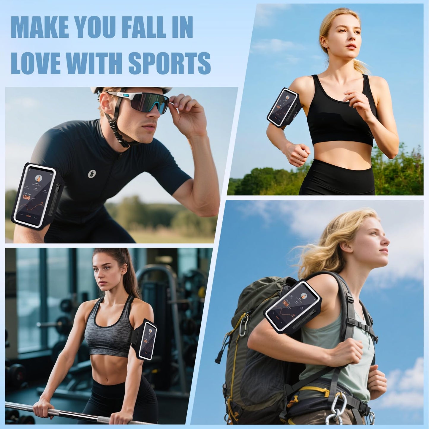 Running Armband with Earphone Pouch & Card Slot, Running Phone Holder for iPhone 17 16 15 14 Pro Max Plus Galaxy S25 S24 S23 Ultra, Up to 6.8" Phones"