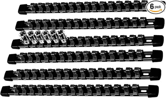 AMM 6-Piece Socket Organizerï¼3/8 inch Drive ABS Tools-Socket Holderï¼Heavy Duty Socket Racksï¼Premium Quality Socket Clip Rail Holderï¼The best tool trays in the garage