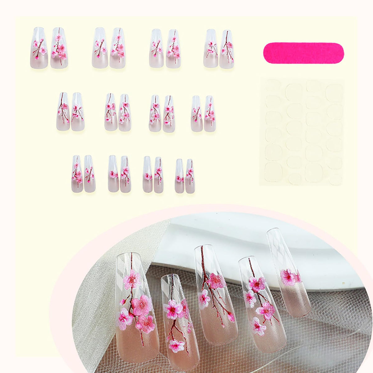 EYZOTSF Press on Nails Medium Square Shaped Acrylic Medium Square Shaped False Nails with Designs Artificial Short Coffin Fake Nails with Charms Glue ons Fingernails for Women Girls(XA11460)