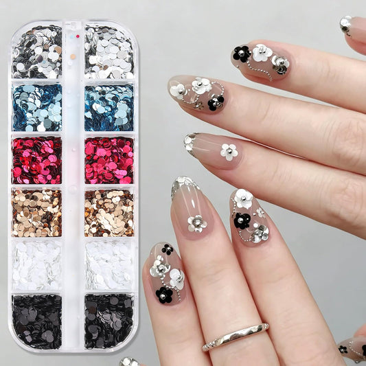 Polka Dot Glitter Nail Art Sequins, 3D Holographic Laser Round Nail Glitter Flakes Mixed Colors Tiny Dots Sparkly Paillettes for Gel Polish Nails Art Decoration Resin Epoxy Accessories