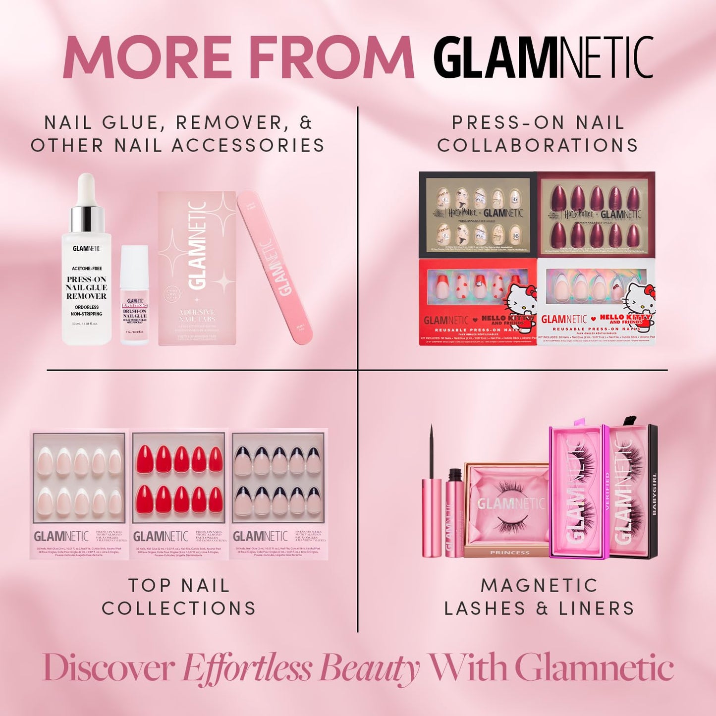 Glamnetic x Fanatics Press On Nails - Vegas Golden Knights | Short Almond Fake Nails, NHL Knights Gold French Tips, Hockey Nails, Salon-Quality | 15 Sizes - 30 Nail Kit with Glue