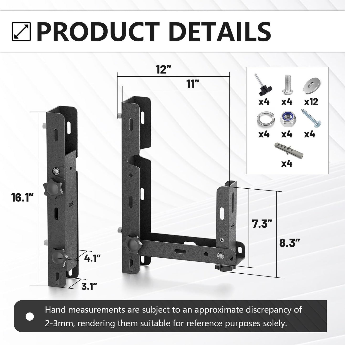 YZONA Side Mount Trailer Ladder Rack, 2PCS Foldable Heavy Duty Steel Racks with 2 straps, Exterior Wall Ladder Storage Holder for Enclosed Trailers, 350 LBS Capacity, Drilling Required