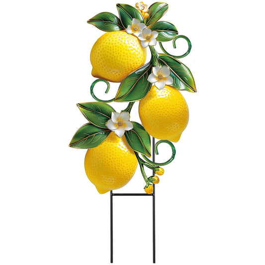 Amyhill Lemon Outdoor Decor Summer Metal Garden Stakes Yellow Lemon Yard Signs Rustic Farmhouse Floral Waterproof Lawn Sign Outdoor Decorations for Summer Holiday Garden Lawn Decor