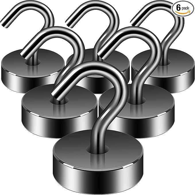 Neosmuk Magnetic Hooks, Cruise Ship Essentials, 40lb+ Heavy Duty Magnetic Hooks for Cruise Cabins, Refrigerator, Grill, Hanging, and Travel | Extra Strong Must-Haves Magnet Hook,Gunmetal