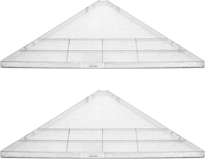 evron Corner Mounting Shelf Set of 2 â Easy to Install Floating Wall Shelves with Wood Grain Finish, Durable and Waterproof ABS Plastic for Kitchen, Bathroom, Living Room Home DÃ©cor (Clear)