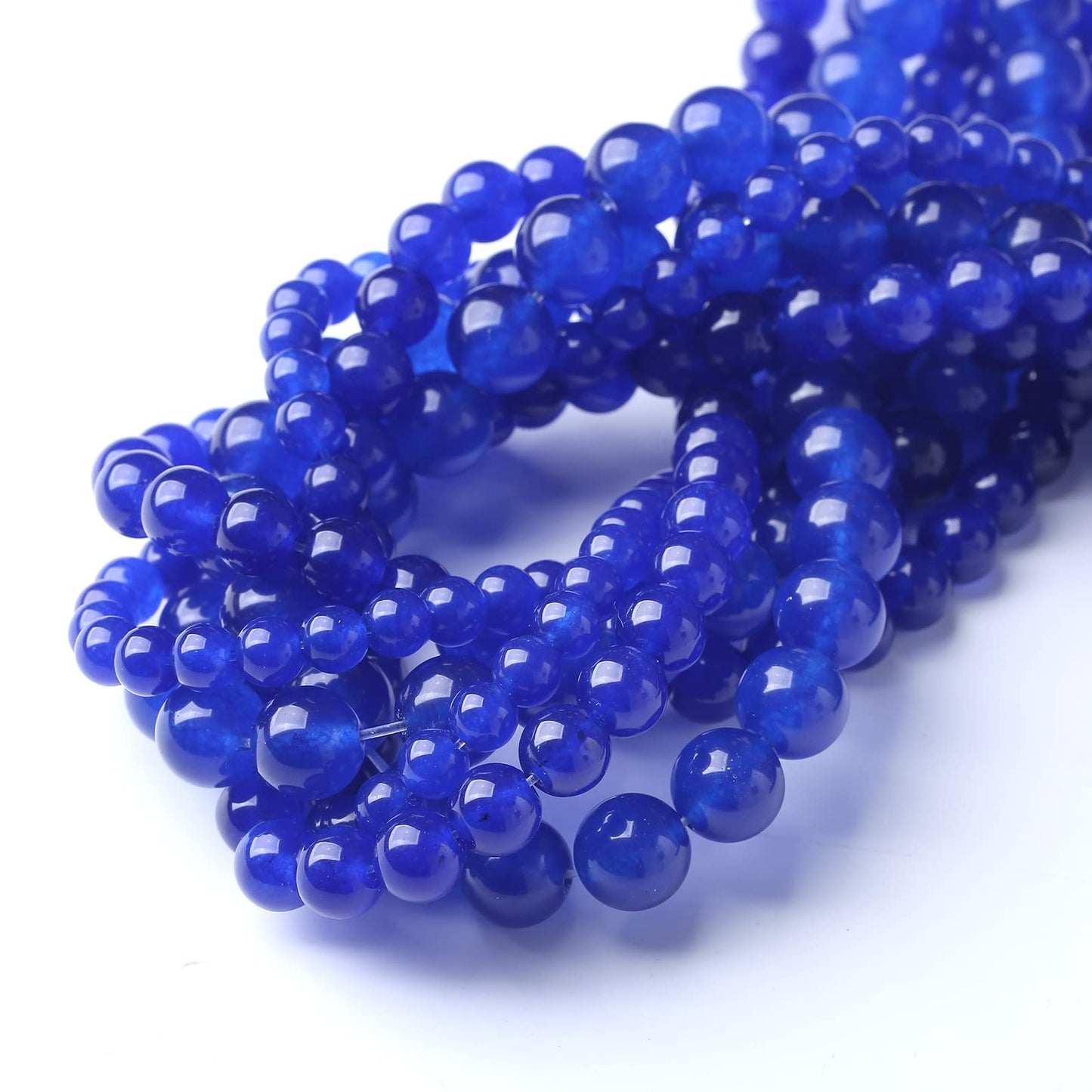 45PCS 8MM Natural Blue Chalcedony Stone Beads Energy Healing Beads for DIY Jewelry Bracelet Necklace Making for Jewelry Making15Inch