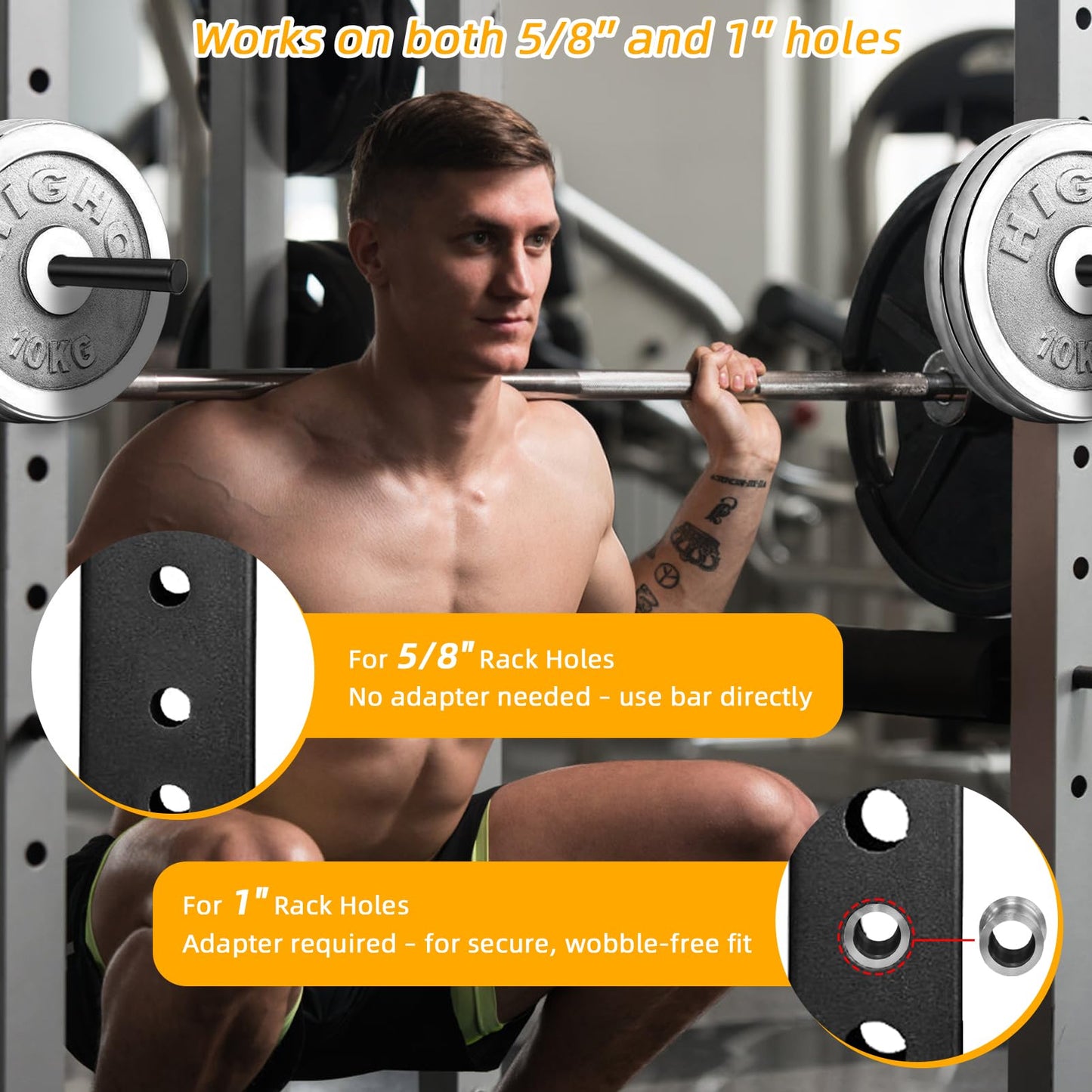 Weight Plate Holder for Power Rack Attachment, Squat Rack Weight Storage for 1 inch Olympic Weight,Compatoble with 2x2, 2x3, 3x3 Power Cage, Fit 1"and 5/8"" Hole (3×3)"