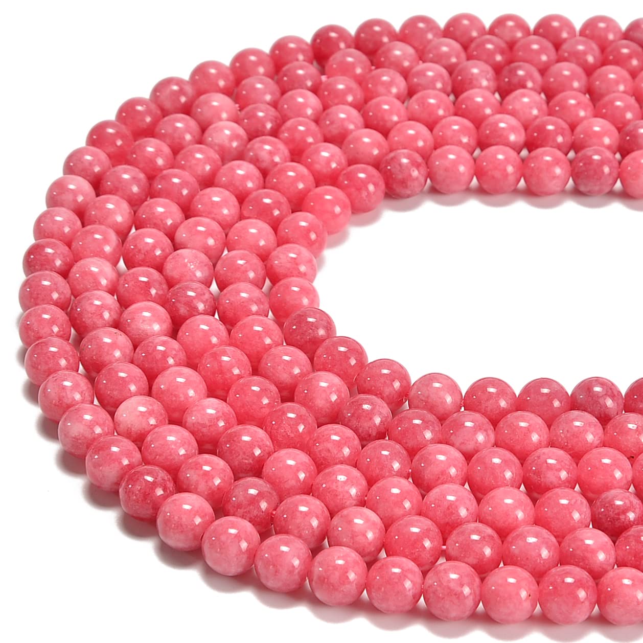 jodaying 10mm Rhodonite Dyed Jade Smooth Round Natural Gematone Loose Beads for Jewelry Making DIY Findings 1 Strand 15"